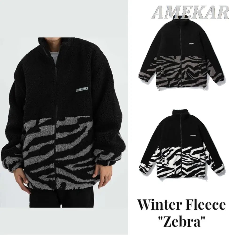 2023 Print Casual Lamb Wool Parka Winter Clothing Korea Style Streetwear Coat Hip Hop Zipper Fashion Soft Jackets For Men Women
