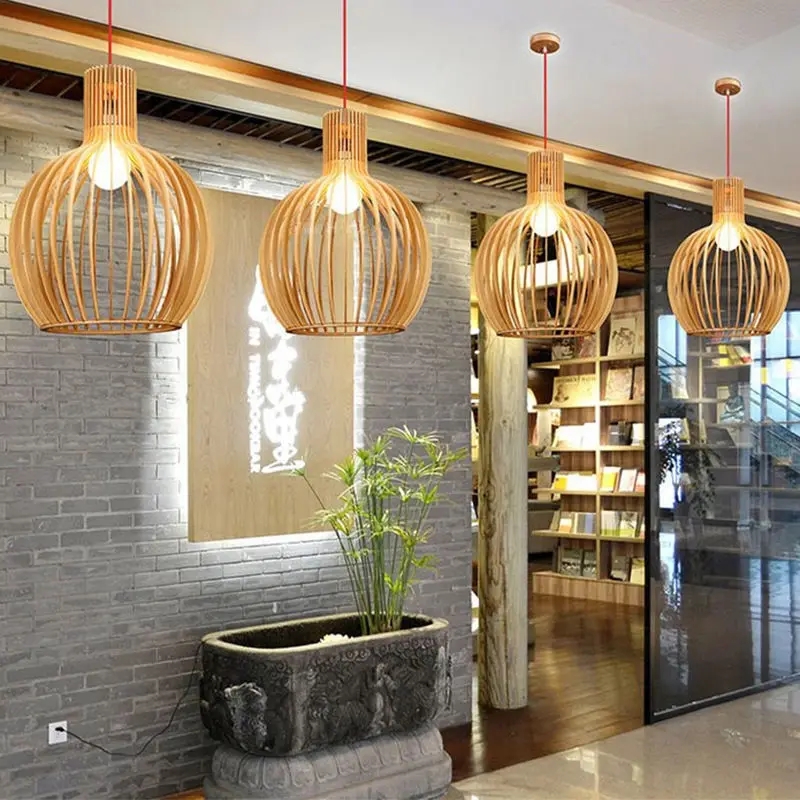 

Gregg Holland Designer Wood Cage Chandeliers Light Black Foscarini Hanging Bamboo Lamp Living Room Decoration Drop Shipp