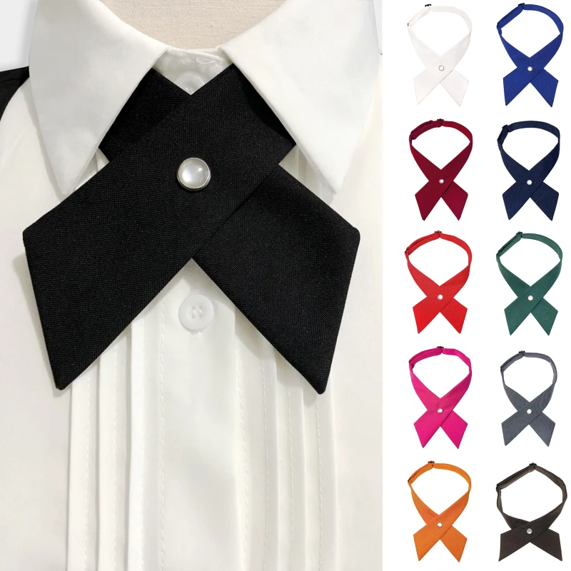 

Girl Student Uniform Bow Tie Ties Solid Men Women Professional BowTie Cross Day Cravat Prom Graduation Casual Jk Accessories