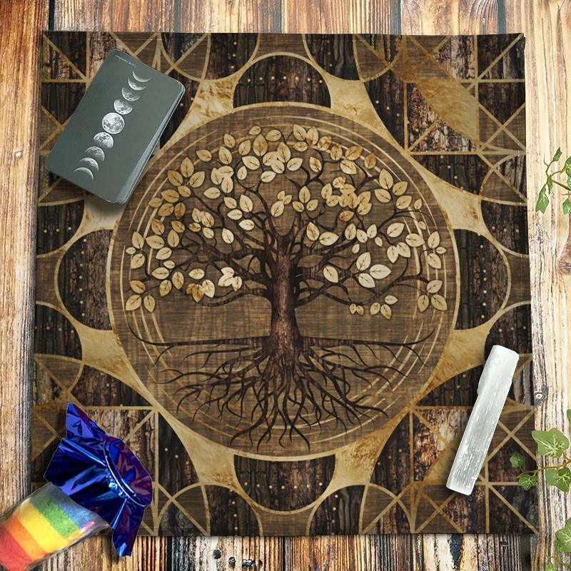

Tarot Tablecloth Tree Of Life Yggdrasil Altar Cloth Elements Crystal Healing Pendulum Spiritual Oracle Card Pad Wood Gold 2 Size