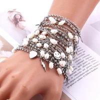 10pcslot mixed fashion pearl women stainless steel bracelets high quality party gift cute charm bracelets jewelry wholesale