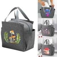 large capacity insulated lunch bags mushroom series printed cooler bag portable lunch box multifunction picnic thermal food pack