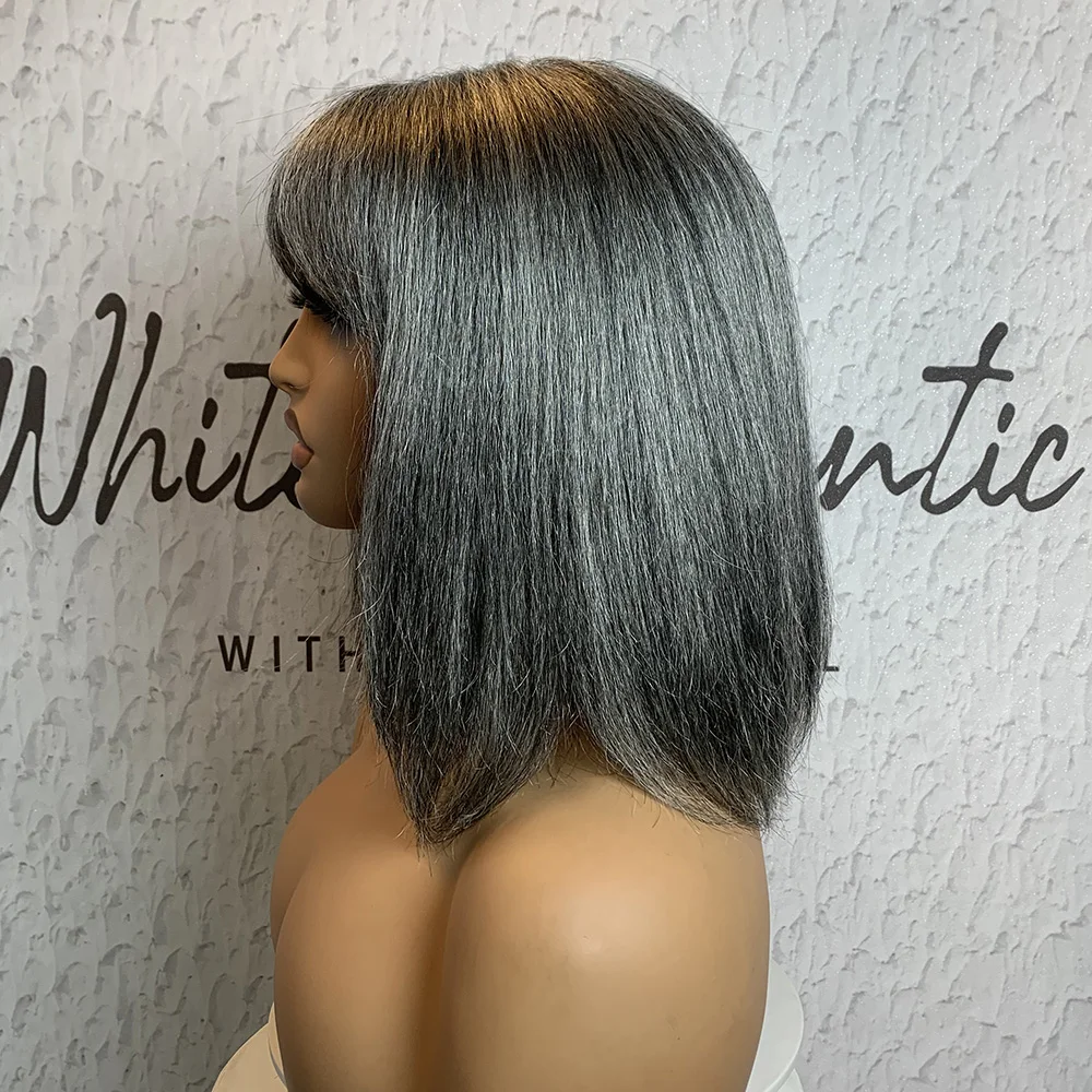 Парики из смешанных серых человеческих волос парики машинной работы для женщин
