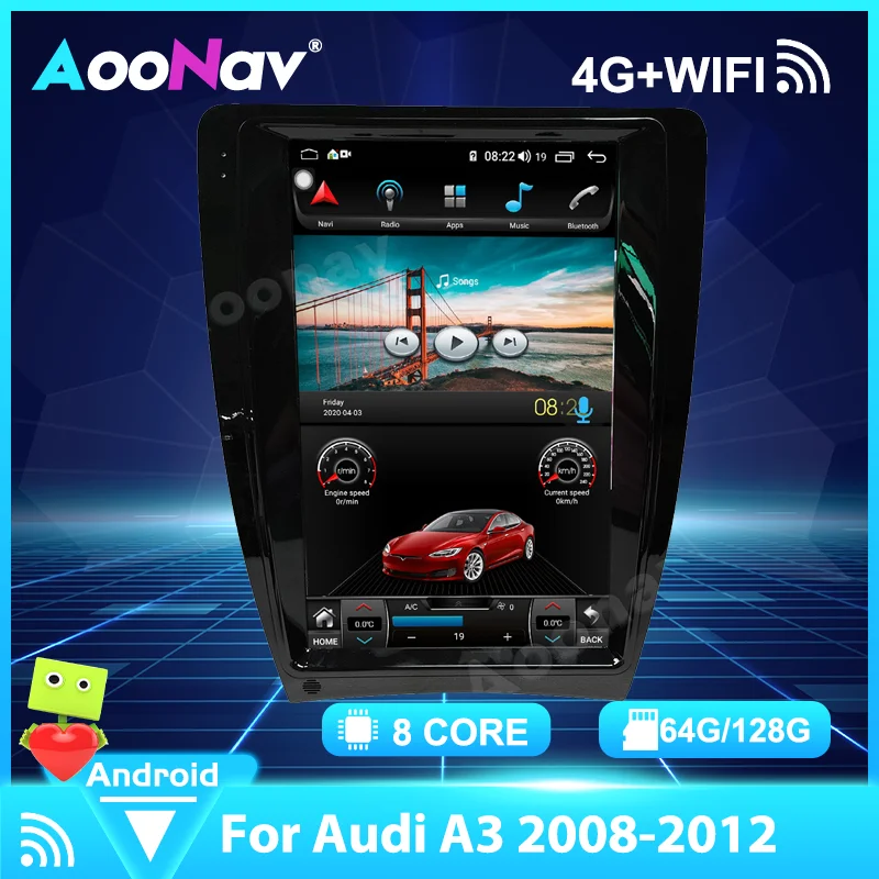 

For AUDI A3 2008 2009 2010 2011 2012 GPS Tesla Vertical Sceen Car Multimedia Player Car Stereo Audio Radio Autoradio Android