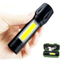 led flashlight xpe built in battery usb charging cob zoomable waterproof tactical torch lamp bulbs lantern