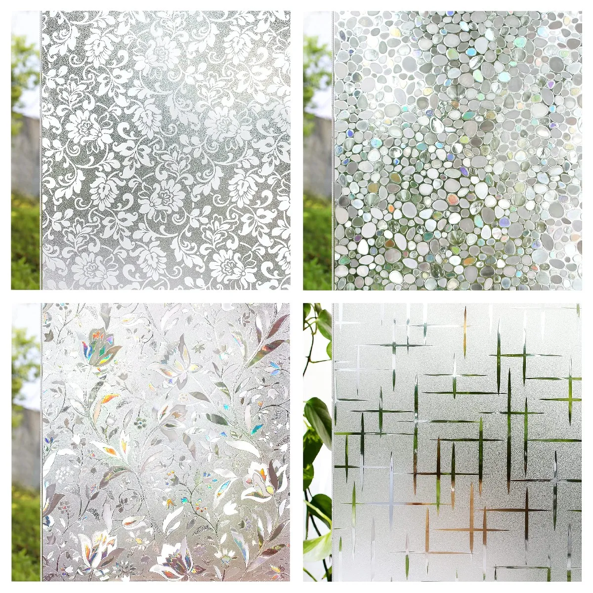 

Matte Decorative Window Privacy Film Static Cling Stained Adhesive Glass Vinyl For Home Frosted UV Blocking Heat Control Sticker