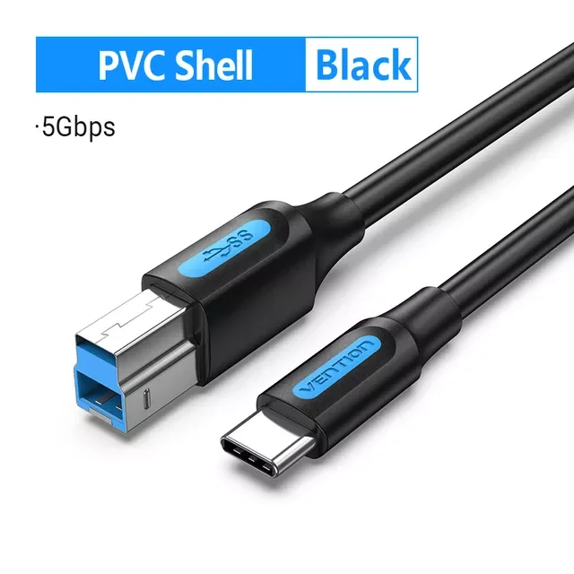 

USB C to USB Type B 3.0 Cable for HDD Case Disk Enclosure Web Camera Digital Video Blue ray Drive Type C Square Cord