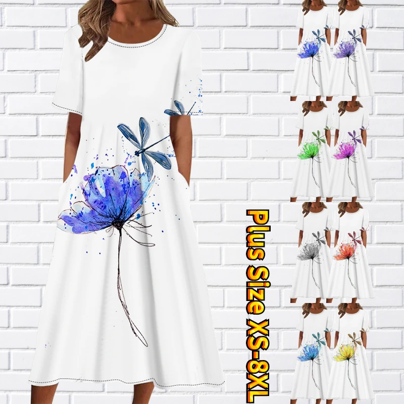 

Летнее Элегантное повседневное платье с карманами, новое дизайнерское облегающее платье с принтом, Женская юбка с круглым вырезом и коротким рукавом, модное платье с коротким рукавом