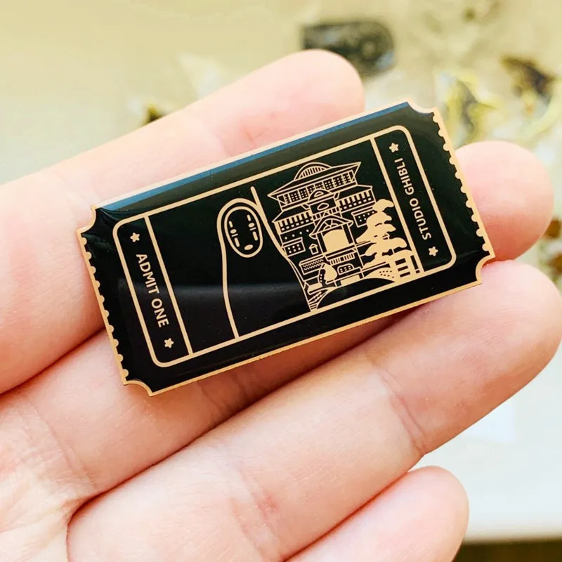 

No Face Spirit Bathhouse Ticket Brooch Metal Badge Lapel Pin Jacket Jeans Fashion Jewelry Accessories Gift