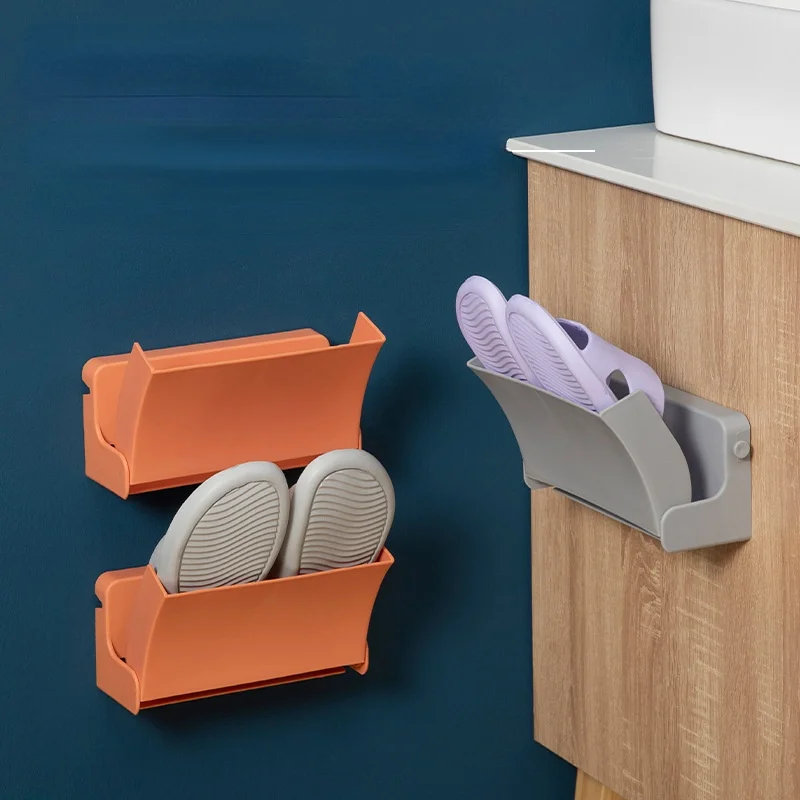 

Foldable Wall Mount Slippers Hanging Shelf Holder Storage Rack Shoes Rack Double-layer Slippers Storage Organizer New