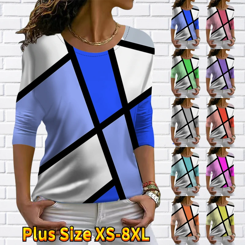 

Женская футболка с длинным рукавом, принтом и круглым вырезом