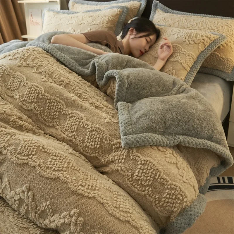 1 пододеяльник и 2 ранца Зимний толстый теплый двухсторонний плюшевый роскошный