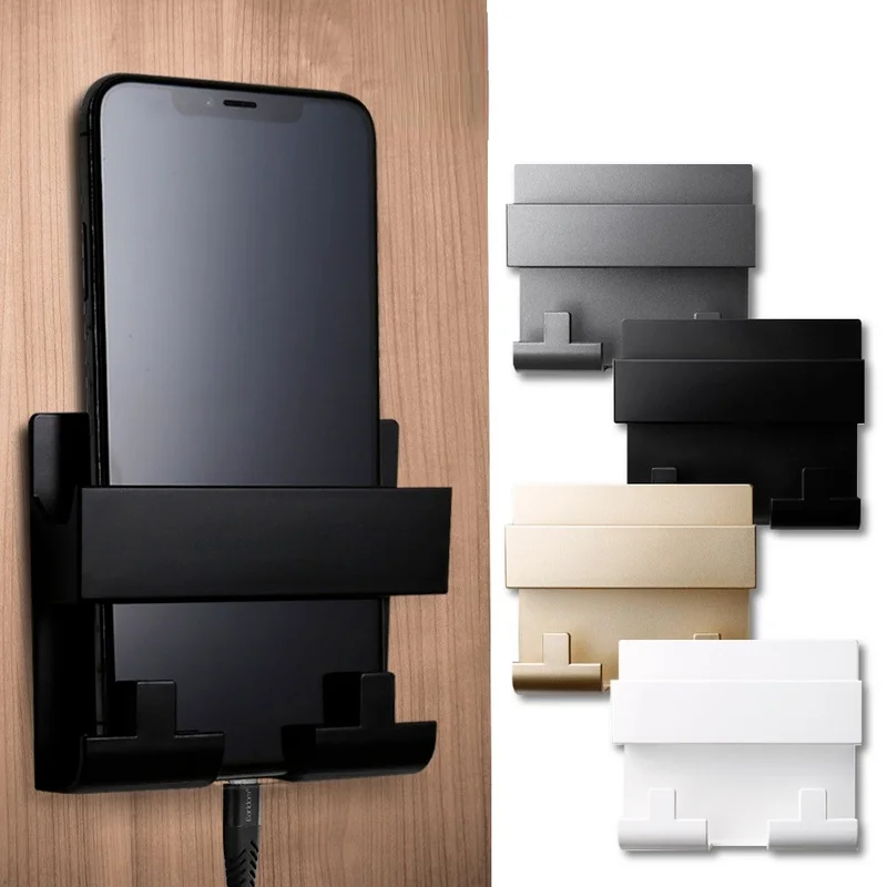 

1PC Wall Mounted Organizer Storage Box Remote Control Mounted Mobile Phone Plug Wall Holder with Hook Multifunction Holder Stand