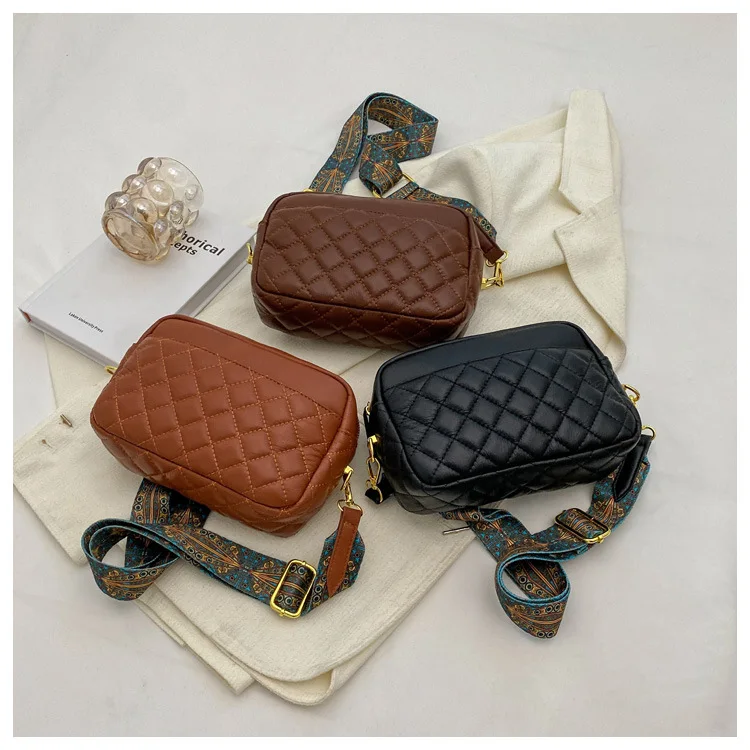 Женские сумки через плечо с широким тканевым ремешком однотонные женские