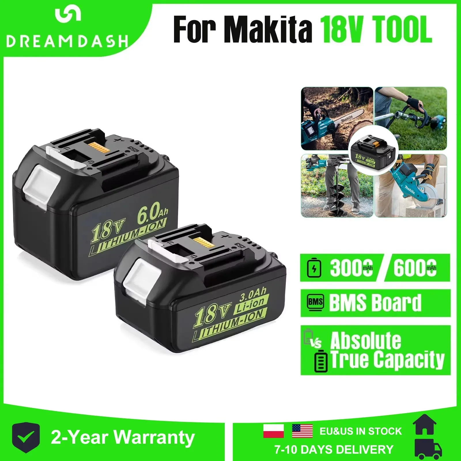 Литий-ионный аккумулятор Dreamdash 6 0 Ач 18 В для электроинструмента Makita BL1830 BL1830B BL1840B