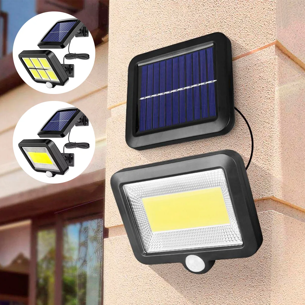 

100/120 COB Solar Flood Light Outdoor Lighting Garage Security Light PIR Motion Sensor Wall Light Garden Decoration Spotlight