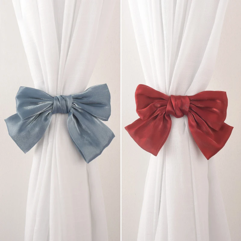 

1PC Curtain Bowknot Buckle Clip Chiffon Strap Hanging Curtain Holders Accessories Home Decor Bow Beads Curtains Clip Tieback