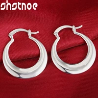 925 sterling silver circle smooth u shape big hoop earrings for women party engagement wedding gift simple fashion jewelry