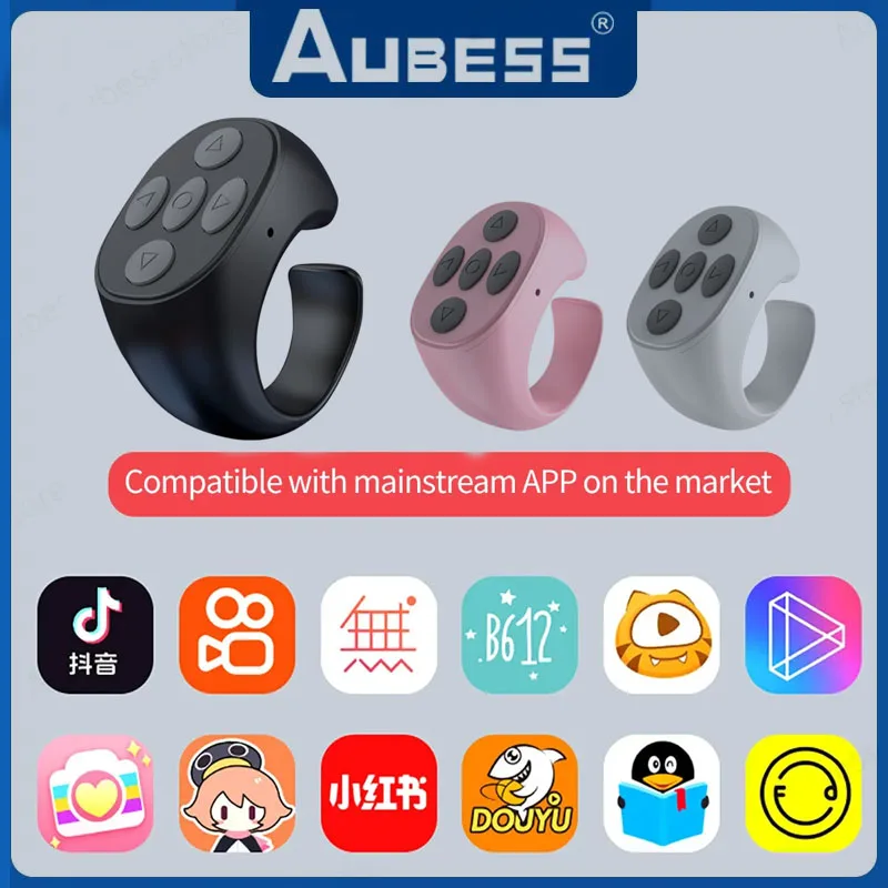 

Fingertip Remote Control Ring Bluetooth-compatible 5.3 Selfie Video Controller Automatic Page Turner Browsing For Tik Tok Phone