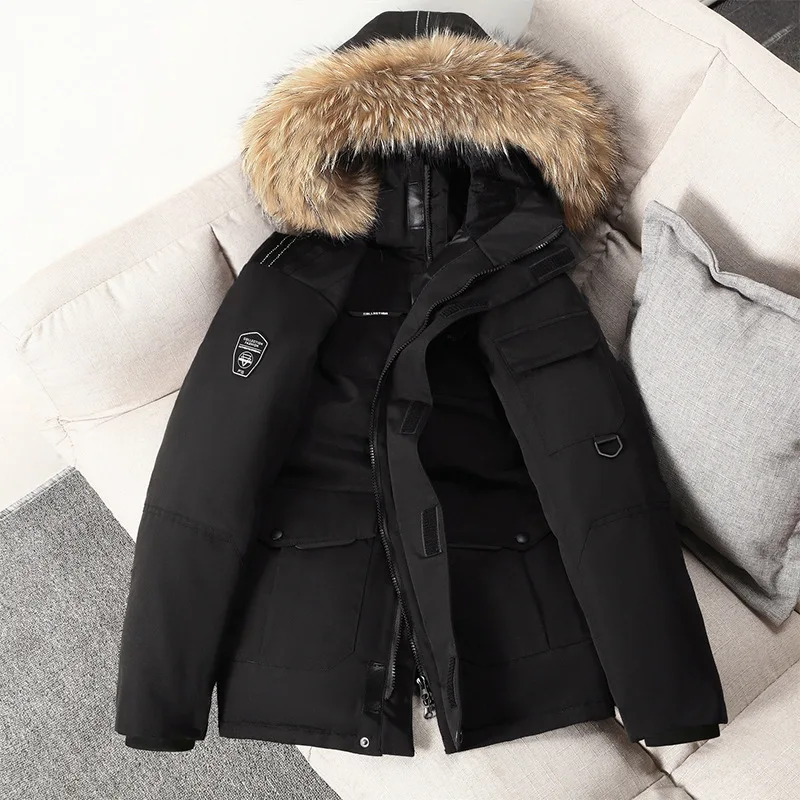 Fashionable Men's New Solid Color Duck Down Coat Winter Warm and Thick Anti Cold Jacket Casual Versatile