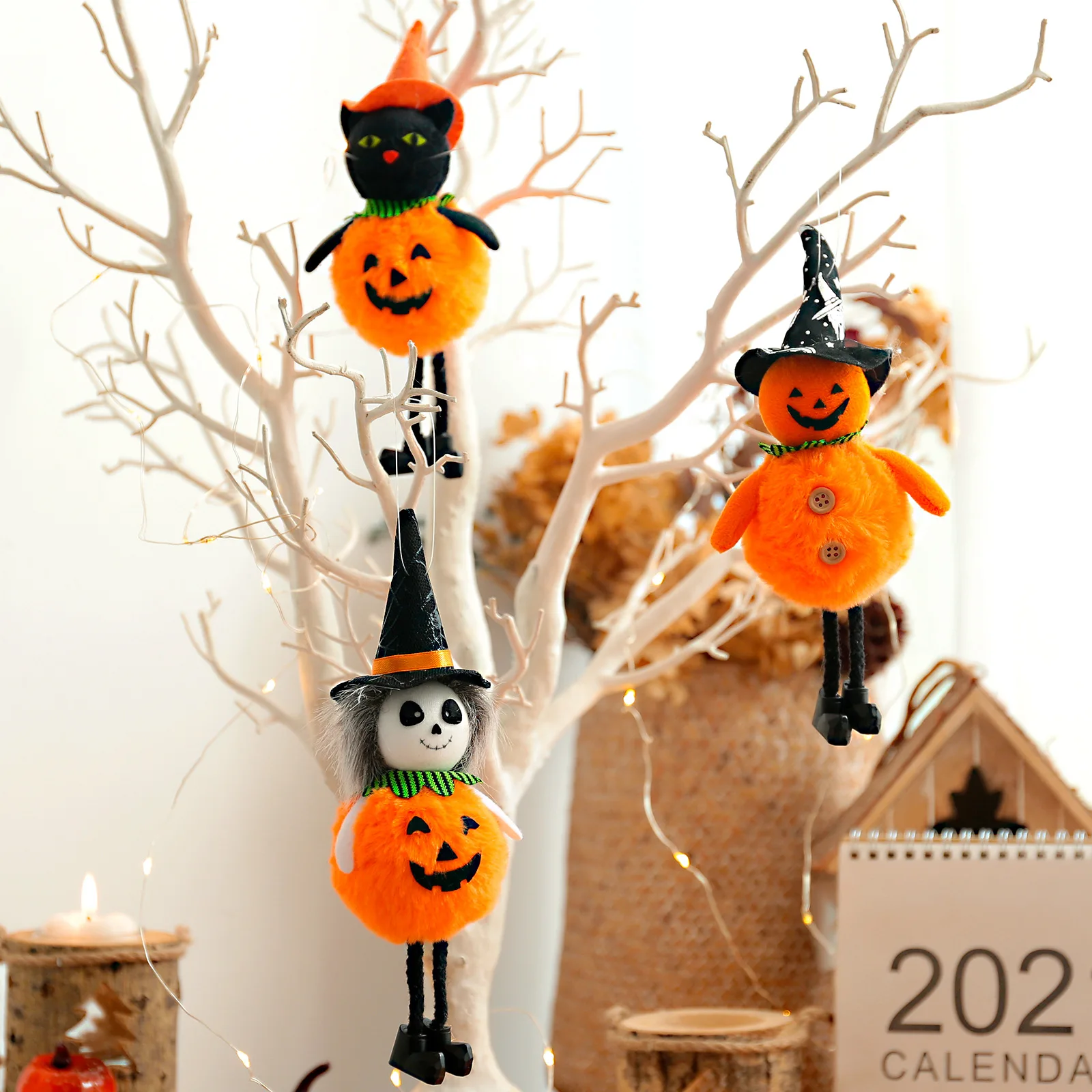 

1pc Halloween Doll Bar Decor Pumpkin Ghost Witch Black Cat Pendant Scary Halloween Kids Gift Halloween Party Decoration for Home