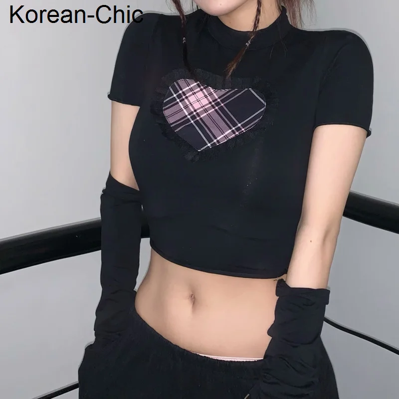 

Women Top Printed Fungus Edge T-shirt High Waist Exposed Navel Sleeve Long Sleeve