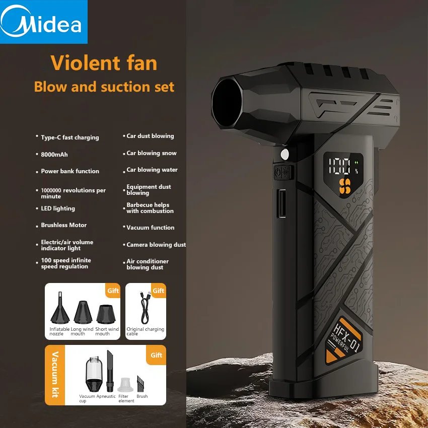 

Midea 1000000 об/мин турбонагнетатель мощный жестокий вентилятор турбонагнетатель высокоскоростной бесщеточный 100-ступенчатый регулируемый светодиодный светильник