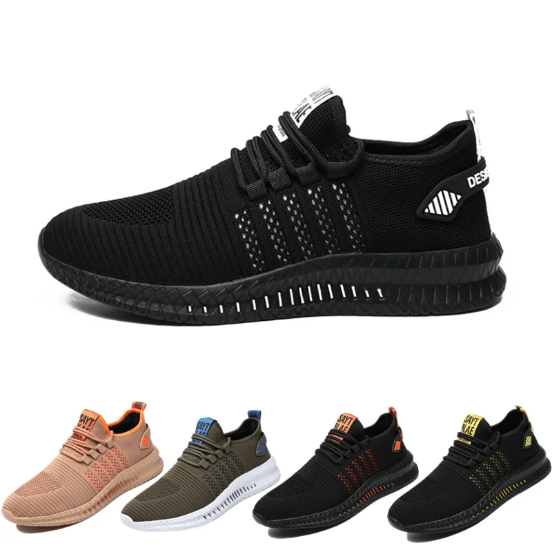 Comfortable Running Walking Casual Tennis Footwear Breathable Light Non-slip Black Size36-48