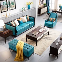 american luxury sofa leather sofa small apartment chinese style furniture solid wood simple sofa combination living room