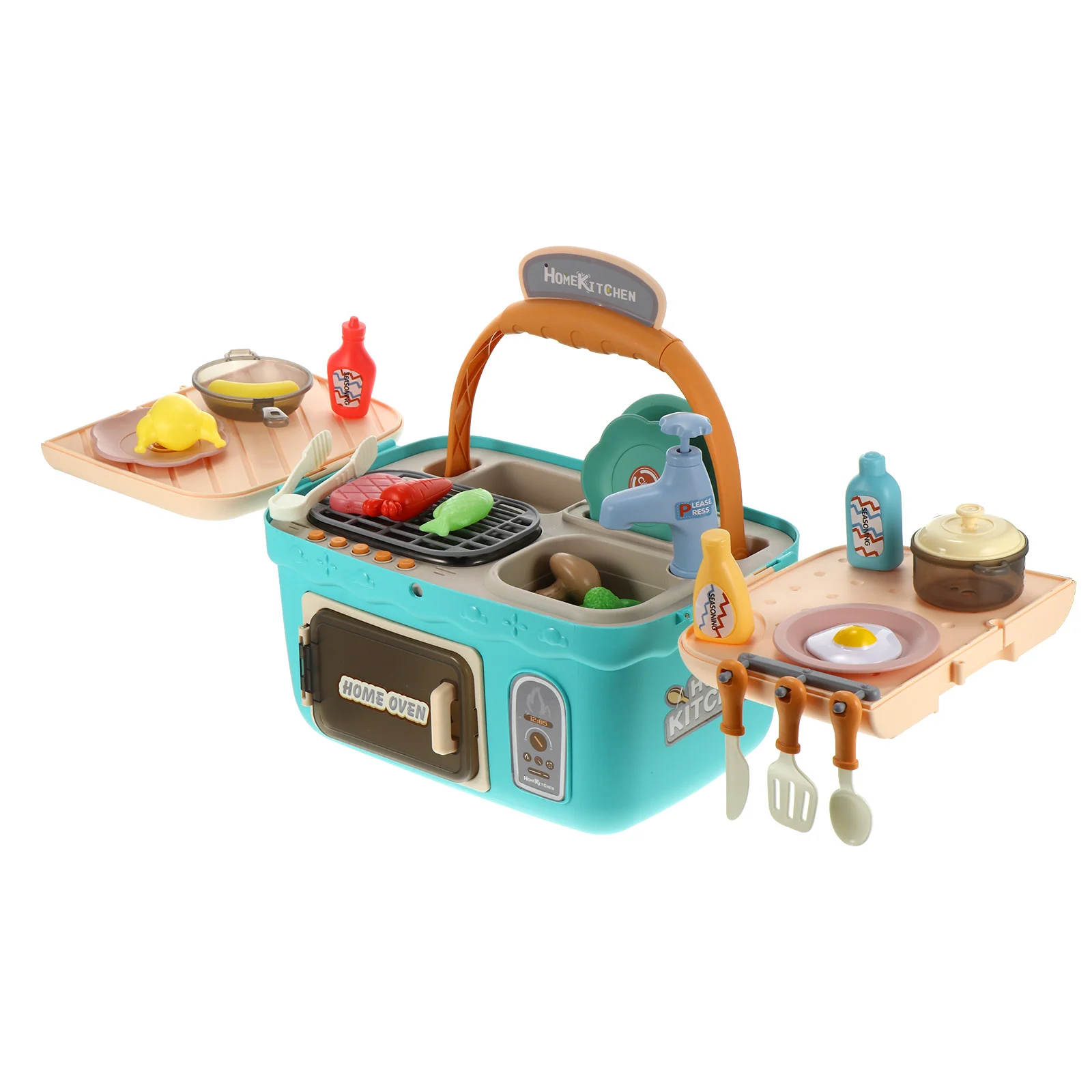 

1 Set of Kids Barbecue Cooking Simulation Cutlery Suitcase Kitchen Kit