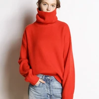 casual warm sweater autumn winter women turtleneck thickened loose cashmere sweater pullover bottoming shirt all match clothes