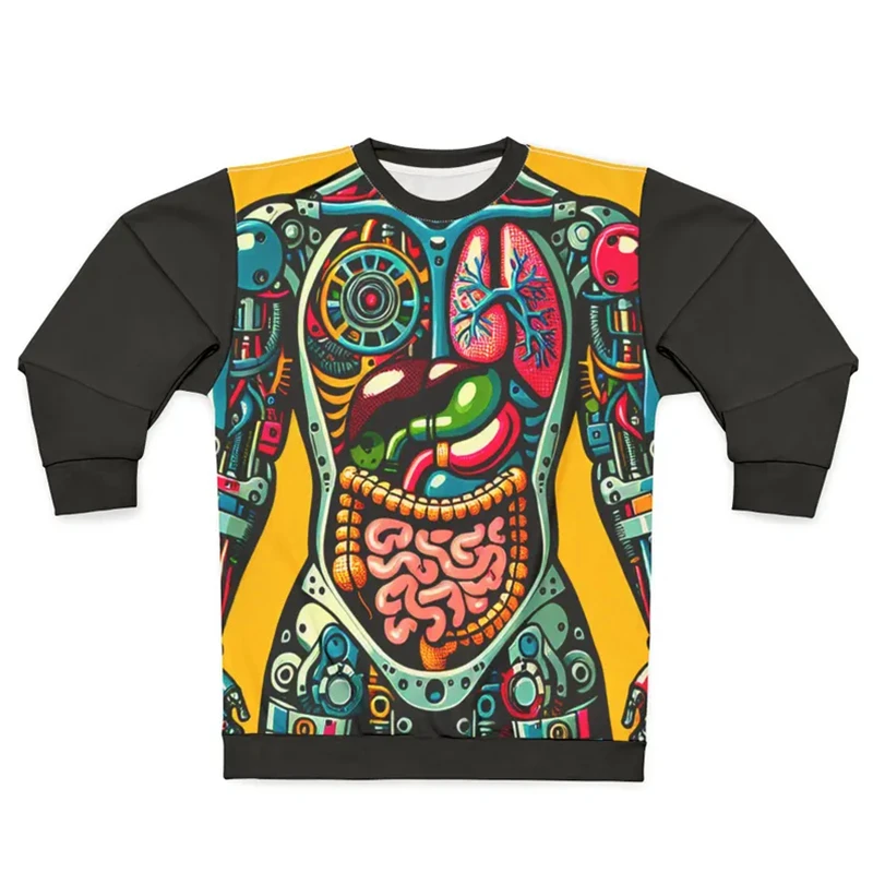 Толстовка с принтом внутренних органов мужская одежда популярный научный