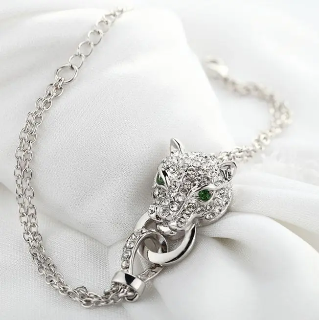 

ANGLANG Luxury Women Mens Leopard Design Tennis Chain Bracelets Jewelry CZ Anniversary Wedding Fine Bracelet Gift