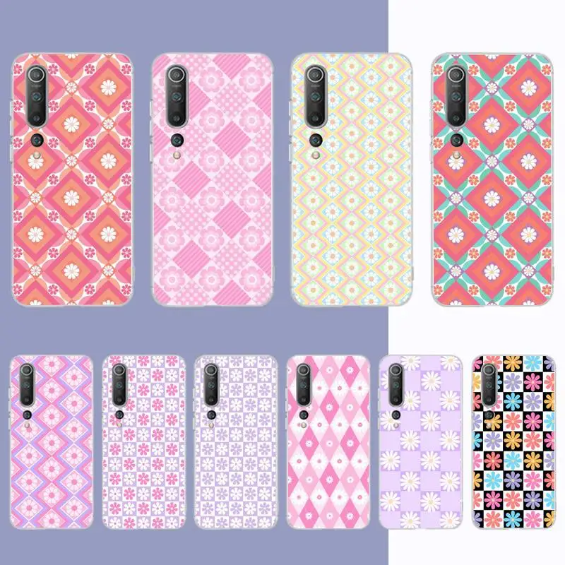 

FHNBLJ Lattice Flower Phone Case for Samsung S21 A10 for Redmi Note 7 9 for Huawei P30Pro Honor 8X 10i cover