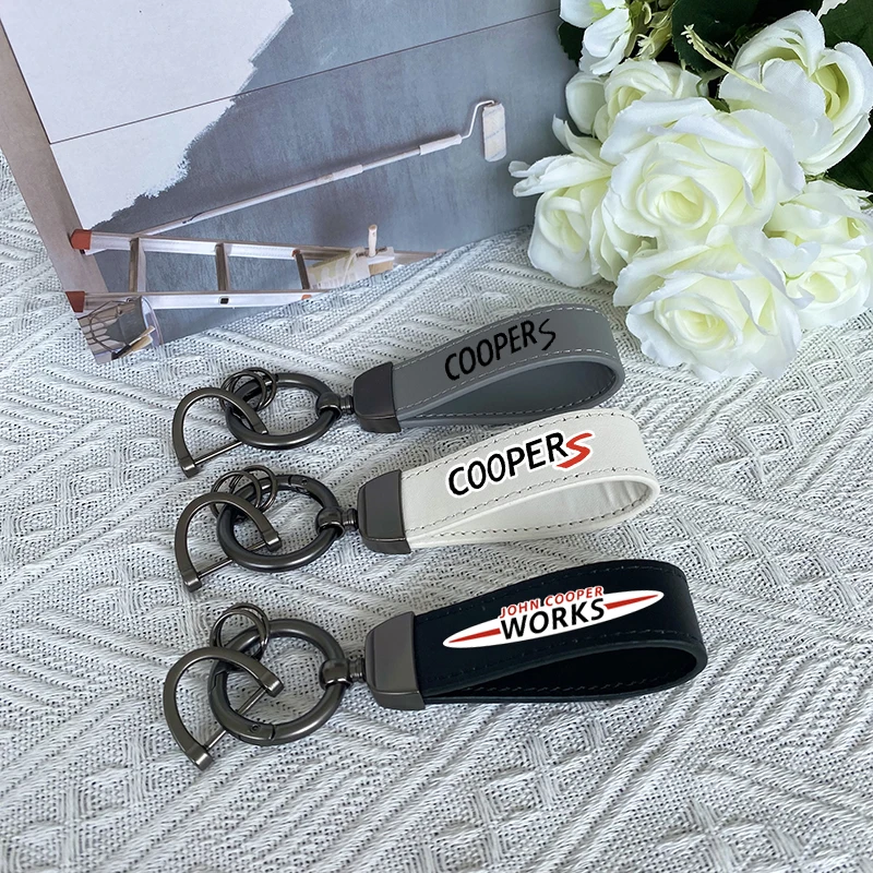 

For MINI Cooper S F56 R52 R53 R56 F54 R50R52 R53 R55 R60 R61 Car Accessories Top Layer Cowhide Key Chain Lanyard Custom Logo