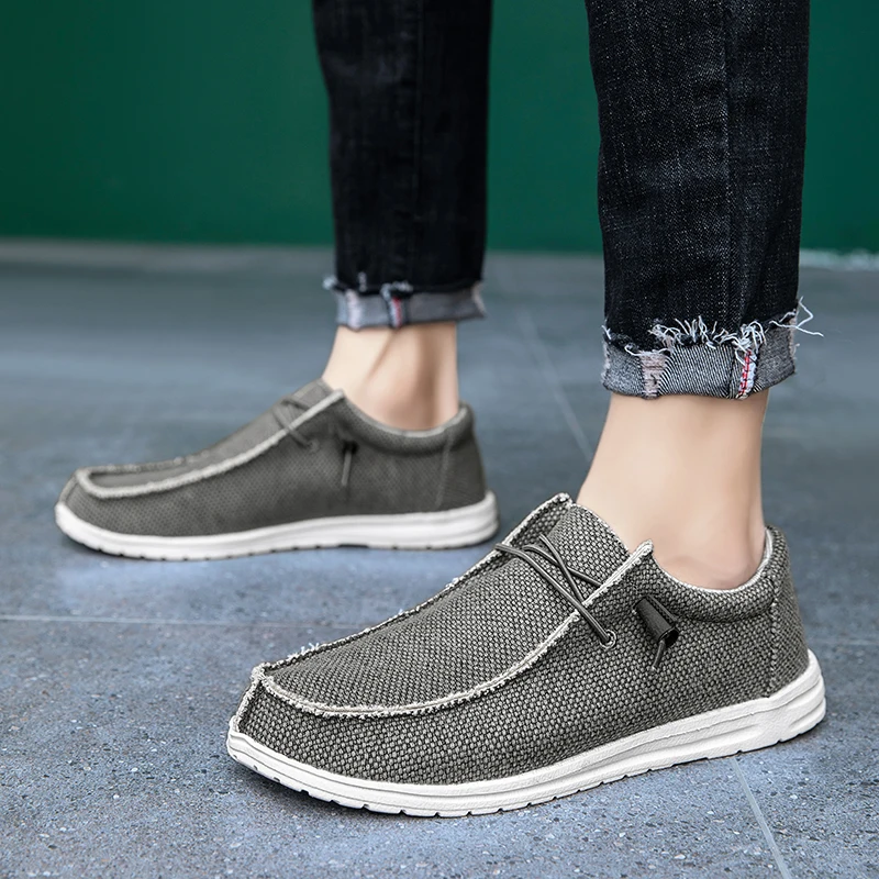 

Туфли мужские холщовые, повседневные лоферы, модная Уличная обувь, плоская подошва, удобные сверхлегкие, ленивые, размера плюс 47, весна-лето
