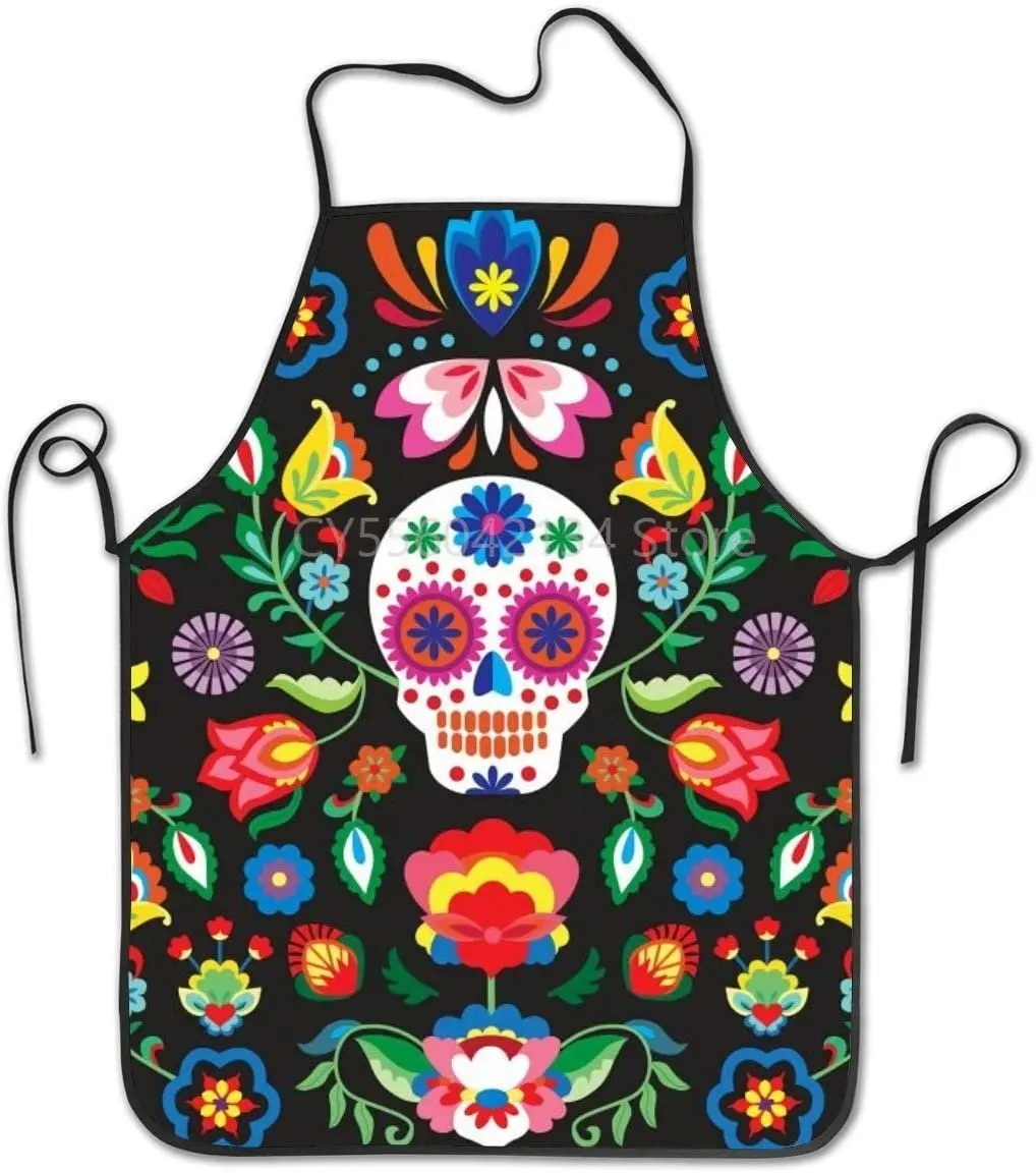 

Bib Apron No Pocket Sugar Cute Skull Funny Aprons Cooking Kitchen BBQ Aprons for Men Women Chef