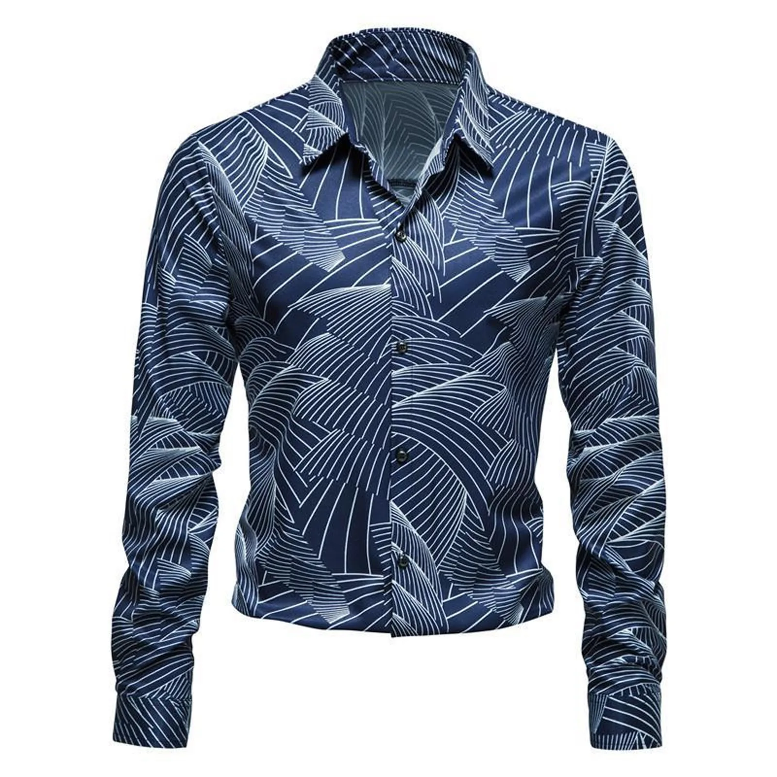 

Рубашка мужская с длинным рукавом, деловой повседневный костюм с лацканами, на пуговицах, блузка, 2021