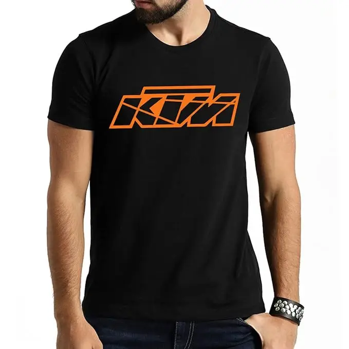 Фото Мужская футболка KTM Racing, летняя повседневная дышащая футболка из чистого хлопка с короткими рукавами для любителей мотоциклов №1