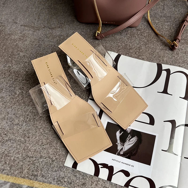 

Heel PVC transparent Clear slippers Women Peep toe Summer Sandals Fashion New Design slippers outdoor