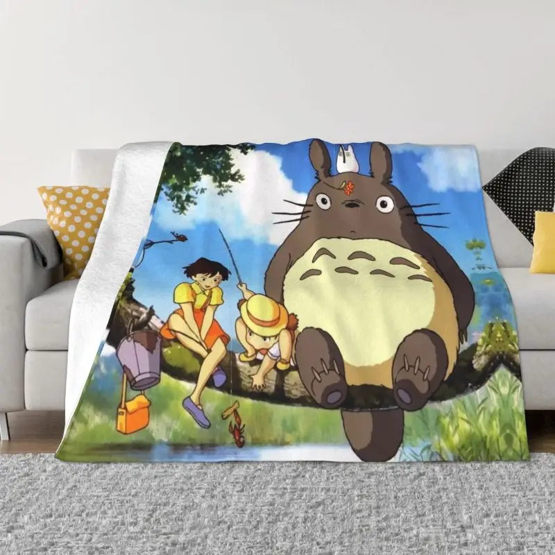 

Candy Soot Sprites Blanket Soft Fleece Warm Flannel Totoro Studio Ghibli Anime Throw Blankets for Sofa Outdoor Bedding