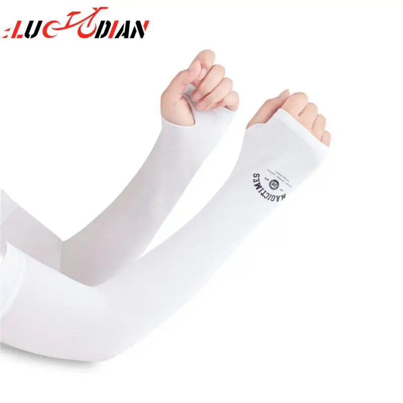 

Elasticity Ice Silk Sun Sleeves Sports Sunscreen Arm Guard Sleeve Cool Fabric Non-slip Arm Cover Fishing Sun Uv Protection