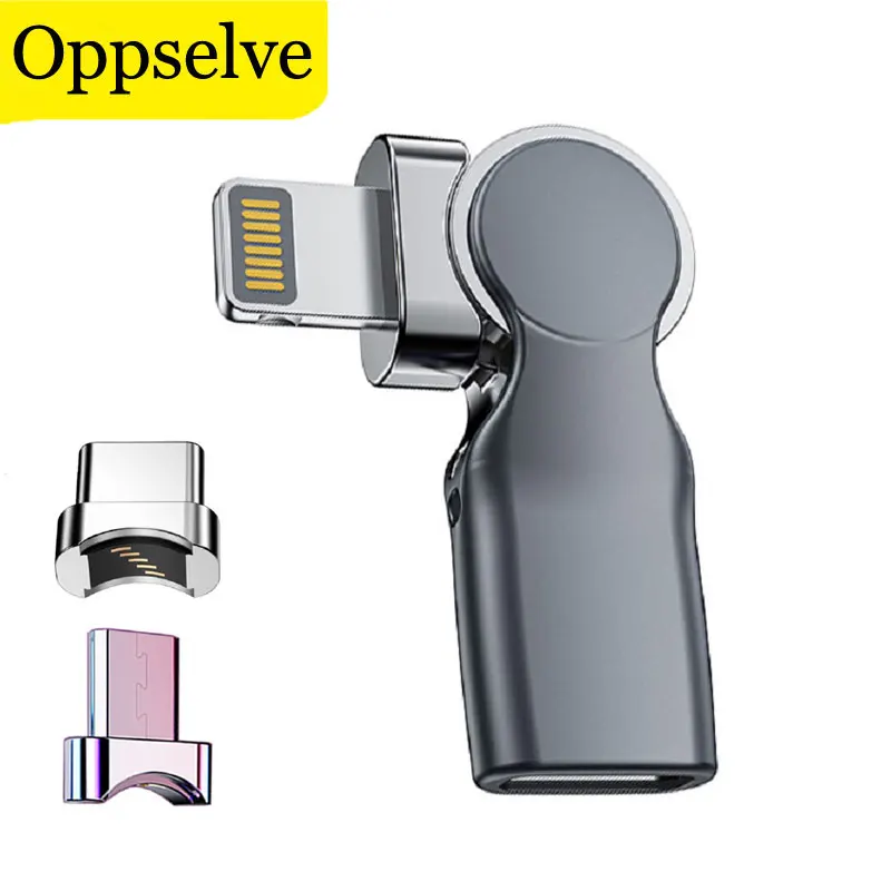 

Magnetic Rotatable Micro USB Type C Adapter For iPhone 14 13 12 11 Pro Max Xiaomi POCO Samsung Huawei USB C Data Cable Connector