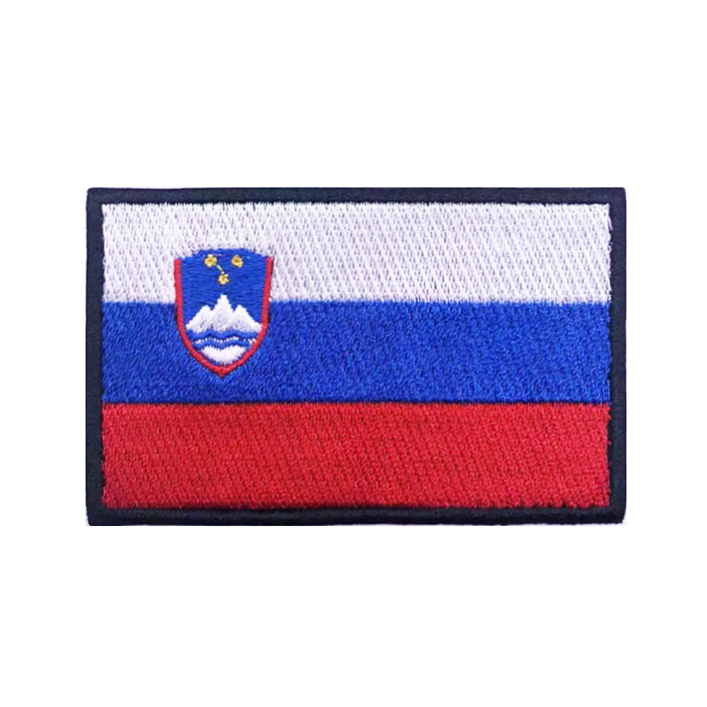 Slovenian flag Slovenia Patches Armband Embroidered Patch Hook & Loop Iron On Embroidery  Badge Military Stripe