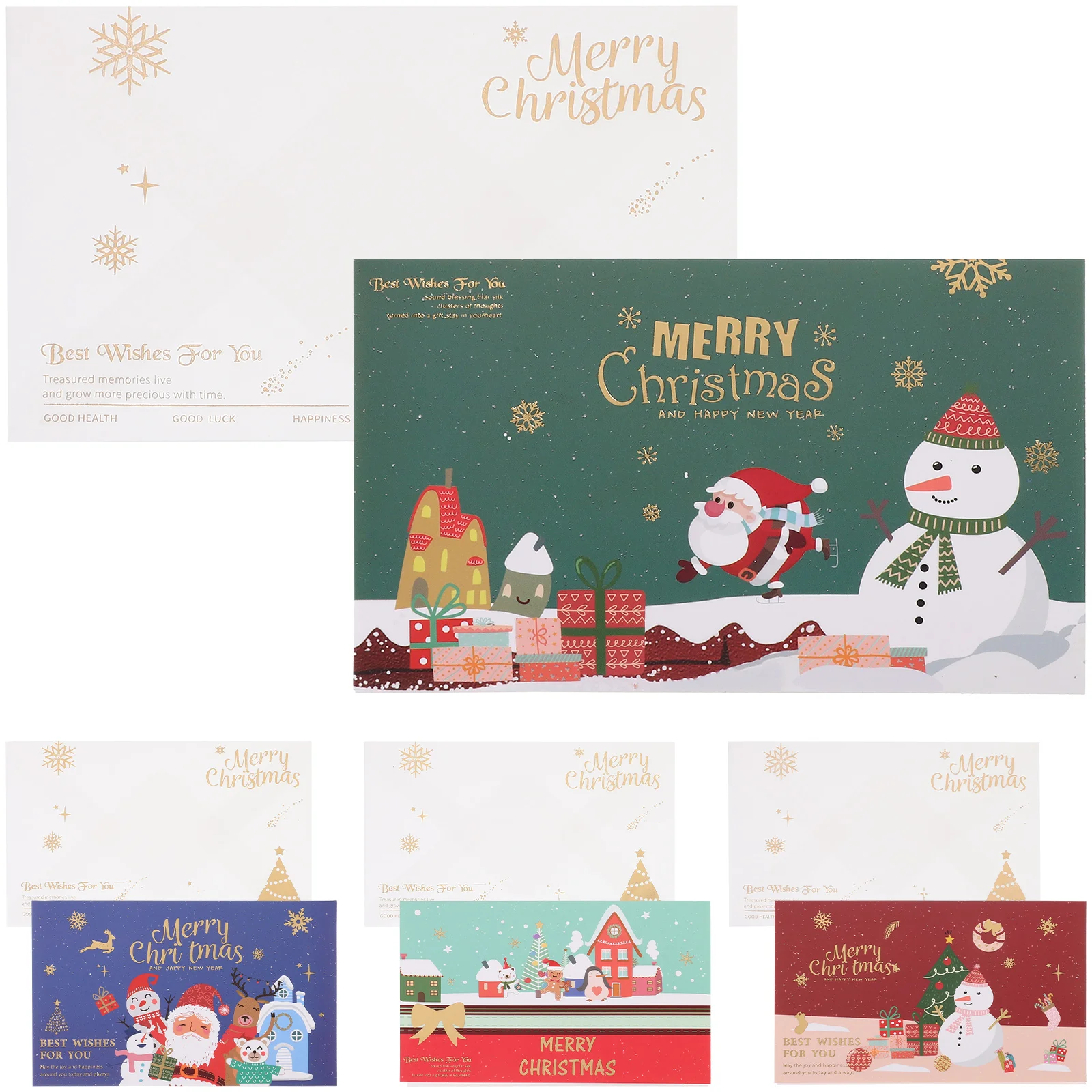 

4 Set Christmas Card Stationary Blessing Cards Chrismas Festival Greeting Paper Invitation Gifts