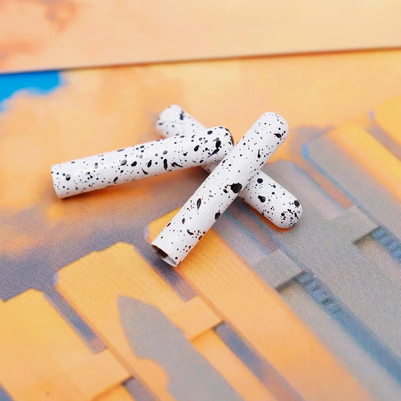 Coolstring Decoration Simplicity Shoelace Aglets 22*3.8MM White Spray Black Spots Luxurious Metal Tips 100pcs Cheapest Wholesale