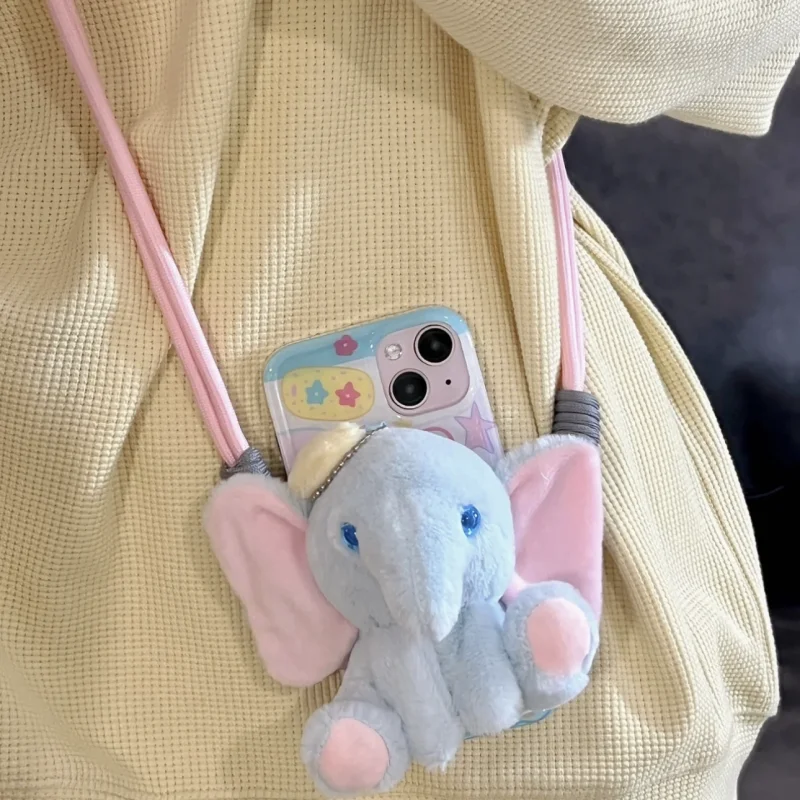

Cartoon Blue Pink Elephant Back Clip Crossbody Case IPhone 14/xs/13pro/12 Soft Case xsmax Female 7/8 Cute Case