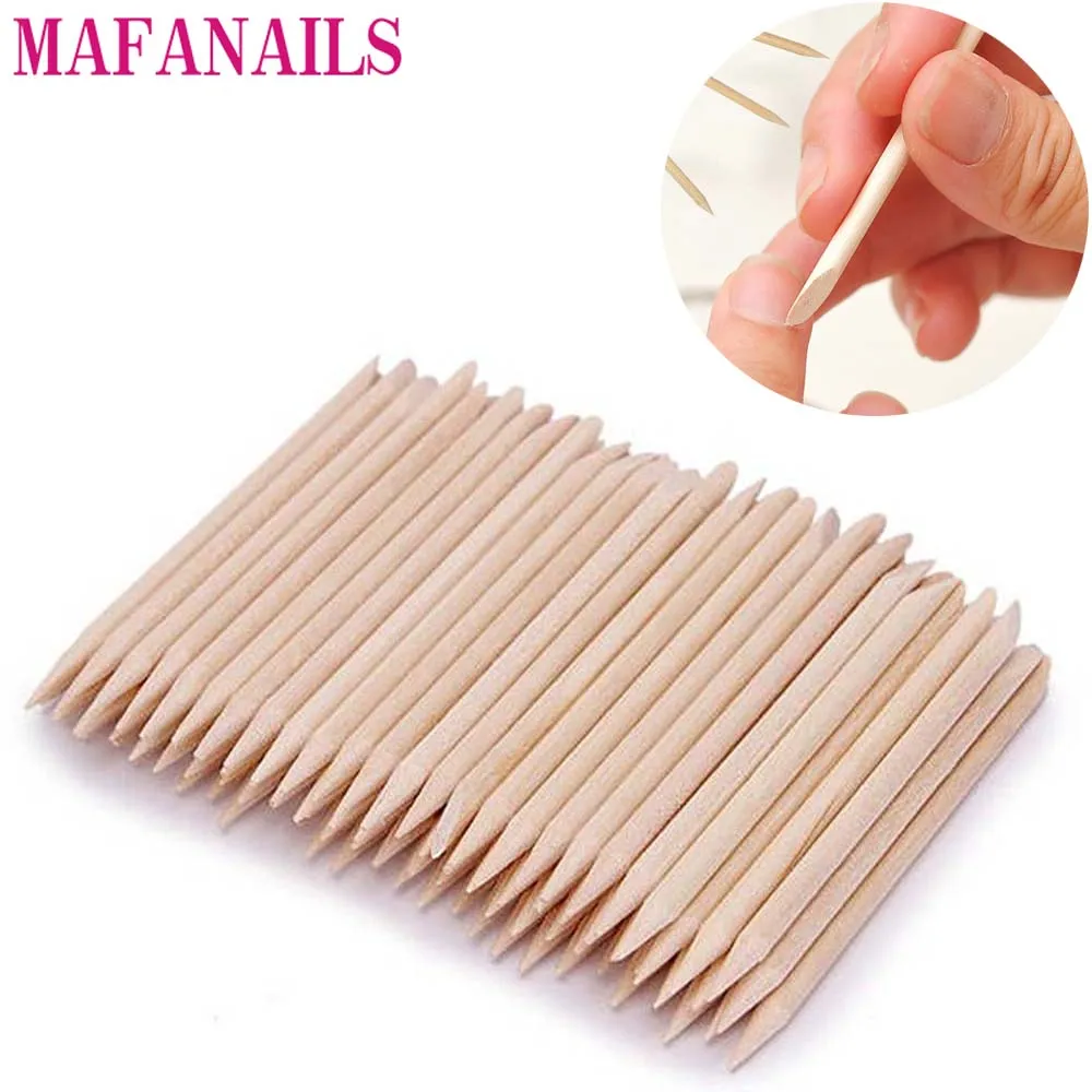 

100PCS Nail Wood Clean Stick For Cuticle,Pusher,Remover Double-Head Orange Wood Sticks Manicure Pedicure Care Nail Art Tools @Y4