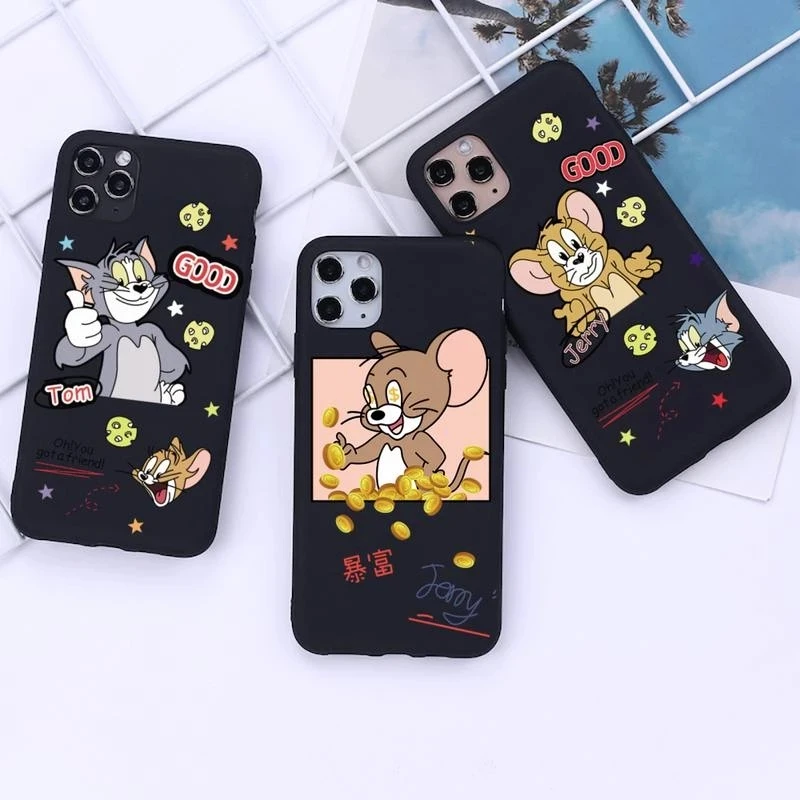 

Tom cat Jerry mouse phone case For pixel iPhone 13 12 mini 11 pro xs max X XR 5 6 7 8 plus tpu black soft shell protective