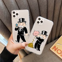 dollar alec monopoly phone cover for iphone 11 12 13 pro max x xr xs max 6s 7 8 plus 13mini se2020 clear soft silicone tpu case